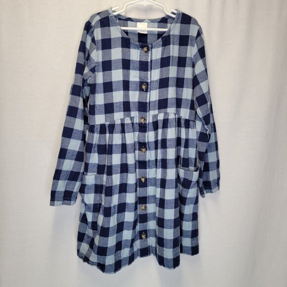 Hanna Andersson Other - Hanna Andersson Girl's Size 140 (US Size 10) Dress Blue Plaid Button Front